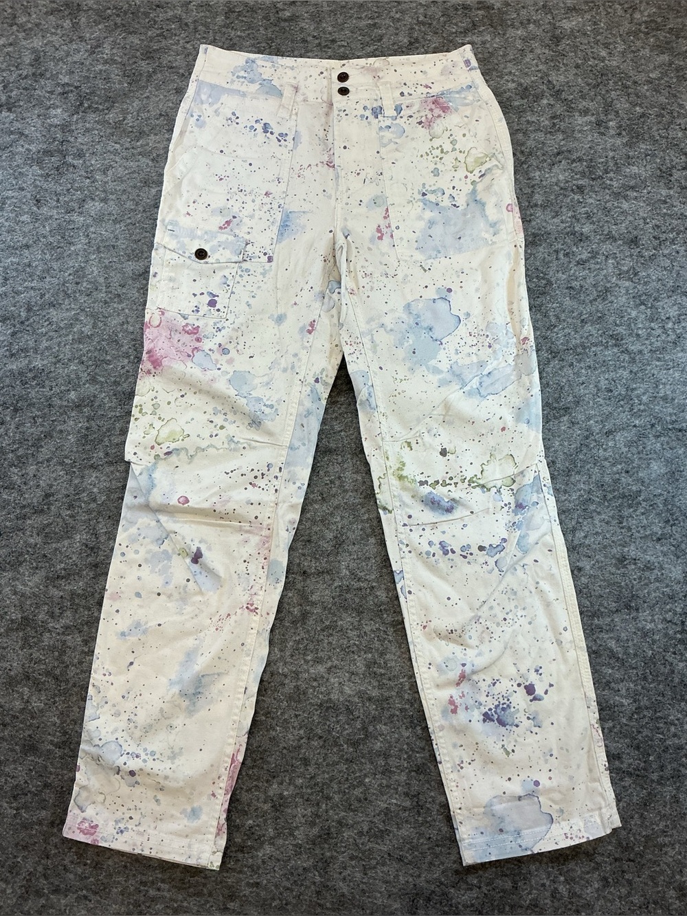 Anthropologie White Paint Splatter Straight Leg Carpenter Wanderer Jeans D5